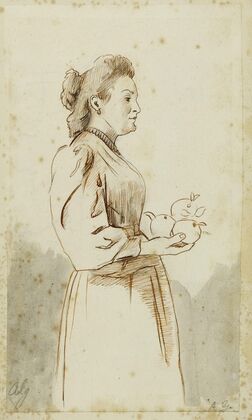 Femme de profil vers la droite, tenant trois oranges (1896)