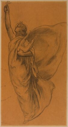 Femme drapée volant, tenant une lyre