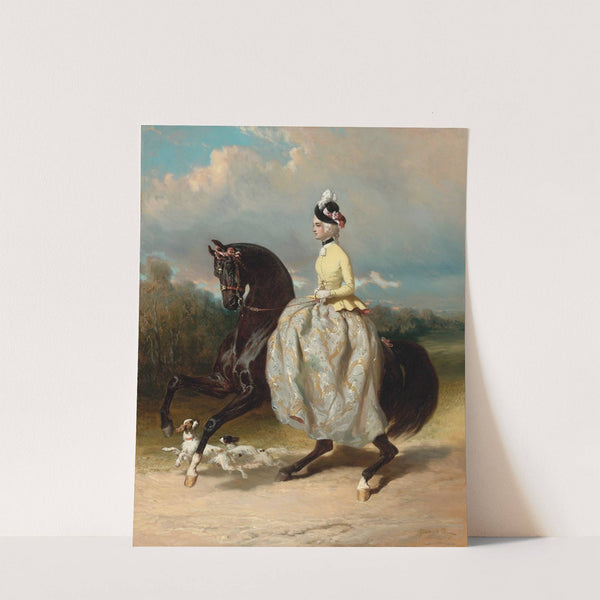 Femme En Costume Marie Antoinette Sur Un Cheval Caracolant by Alfred De Dreux