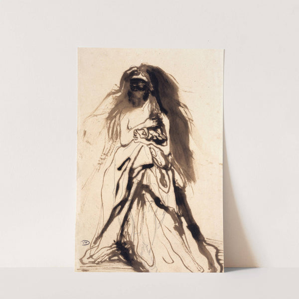 Femme masquée retenant son manteau (1866) by Victor Hugo