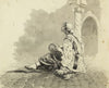 Femme mauresque assise devant une colonne torsadée