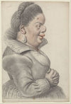 Femme naine, de profil à droite