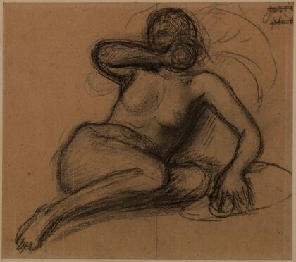 Femme nue, à demi-étendue