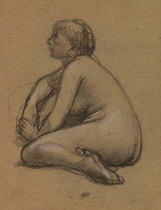 Femme nue accroupie