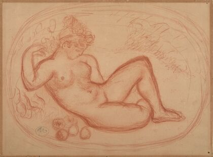 Femme nue allongée de face avec des fruits (1920-1925) — size preview