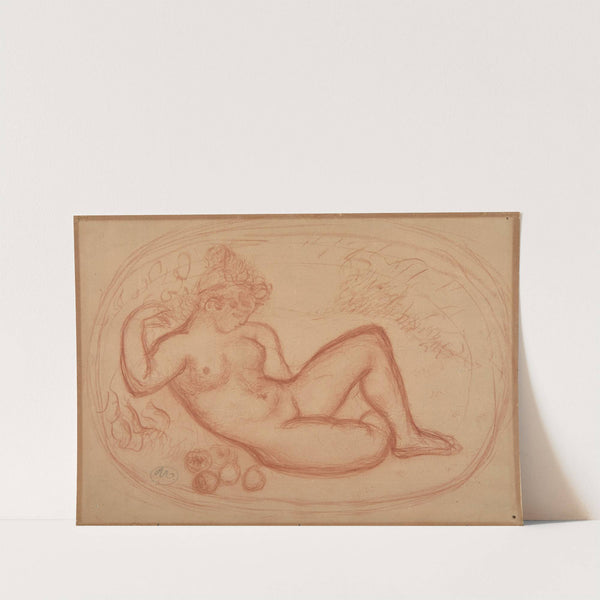 Femme nue allongée de face avec des fruits (1920-1925) by Aristide Maillol