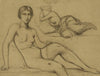 Femme nue assise et femme demie-nue couchée