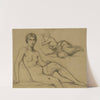 Femme nue assise et femme demie-nue couchée by Jean-Achille Benouville