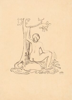 Femme nue assise sous un arbre (1895) — size preview