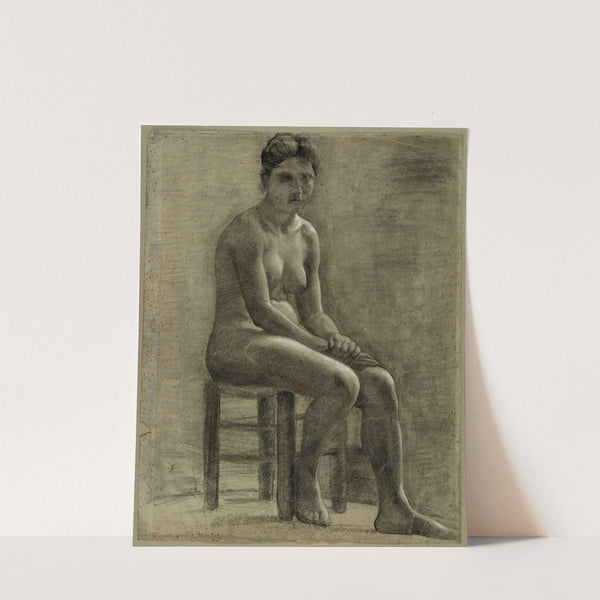 Femme nue assise sur un tabouret, les mains croisées (modèle) (1896) by Arthur-Joseph Gueniot