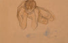 Femme nue couchée de face, sur le flanc droit, accoudée et les poings au menton (circa 1900)