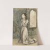 Femme, pieds nus, agenouillée vers la gauche, dans une église, et priant (1898) by Arthur-Joseph Gueniot