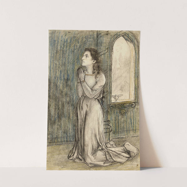 Femme, pieds nus, agenouillée vers la gauche, dans une église, et priant (1898) by Arthur-Joseph Gueniot
