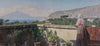 Femme sur la terrasse de l’hôtel Cocumella. Vue sur le Vésuve (1897)
