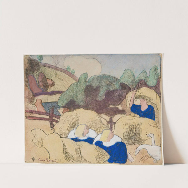Femmes faisant les foins (Women Making Haystacks) (1889) by Emile Bernard