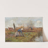 Fermière agenouillée cueillant des pissenlits by Jean-Baptiste-Camille Corot