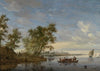 Ferry Boat With Cattle On The River Vecht Near Nijenrode