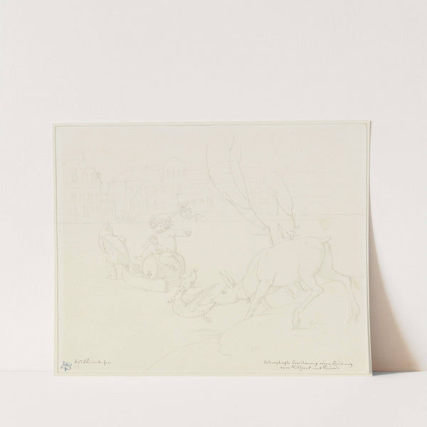 Festzug, gebildet aus einem Schlitten mit Faß und Bacchusknaben, Schnepfe, Ente und Reh by Eduard von Steinle