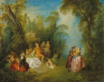 Fête galante by a Fountain