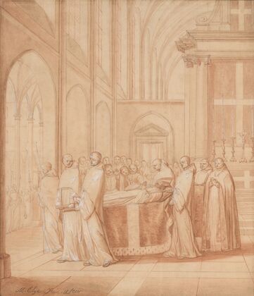 Feuillant monks carry the bier with the body of Jean de la Barrière