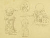 Feuille d’études avec deux portraits de Pilatre de Rozier et deux terres cuites de Clodion