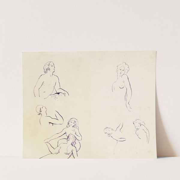 Feuilles d&#8217;études avec sept personnages en buste by Arthur-Joseph Gueniot