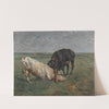 Fight between two young bulls by Alfred Verwee