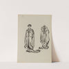 Figure de femme de trois-quart portant une cape brodée sur robe longue (1909-1911)
