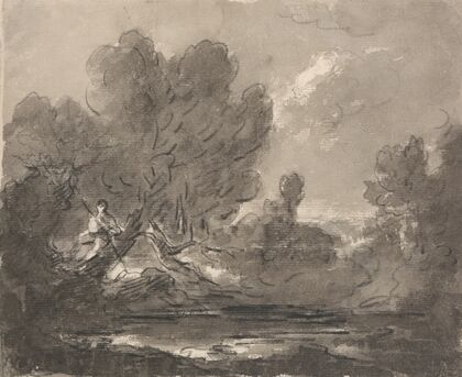 Figure in Tree near Pond