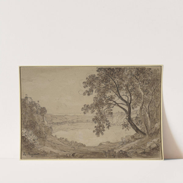Figure on the edge of lake Nemi (1834) by Didier Boguet