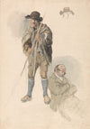 Figure Studies; A Farm Worker, Mr. Samuel, the Drawing Master Reclining and Dozing, and a Slight Sketch of a Man in a Hat