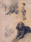 Figure Studies and Study of Dog (circa 1883)