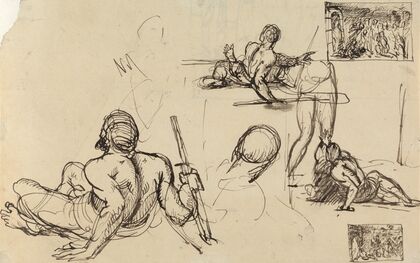 Figure Studies of a Man Rising From the Ground