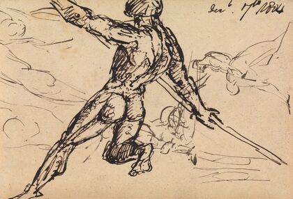 Figure Studies of a Nude Male with Spear