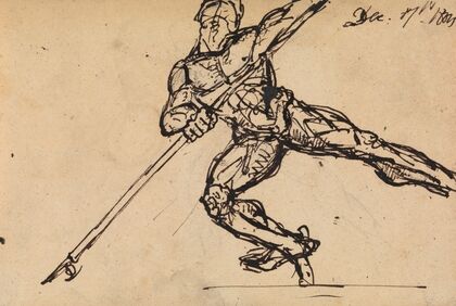 Figure Studies of a Nude Male with Spear