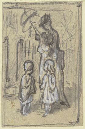 Figurenskizze; Dame und zwei Kinder