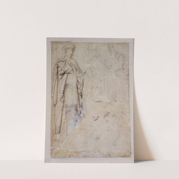 Figurenstudie des Kambyses, oben rechts Gewandstudien by Gerard David