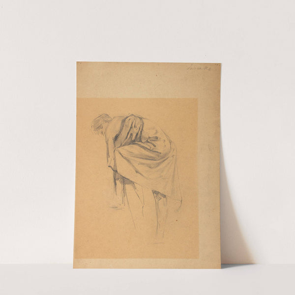 Figurenstudie einer sich nach links Bückenden by Franz Jaschke