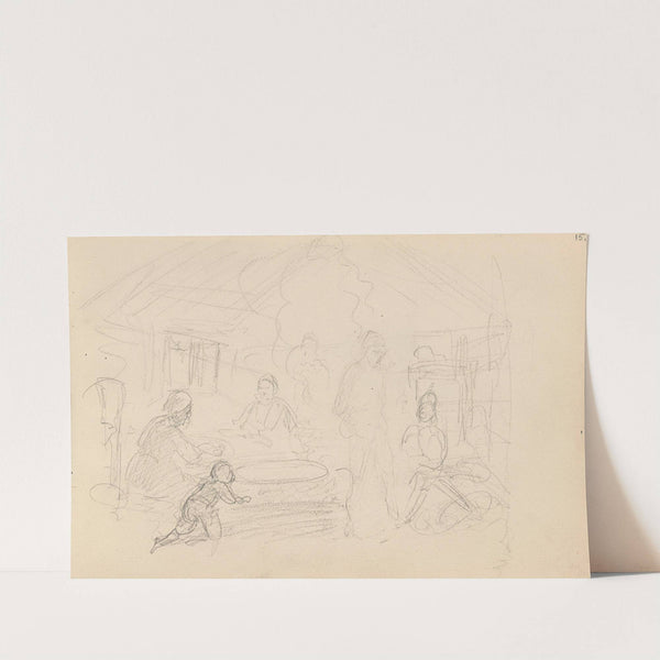 Figurer i et ildhus (1855) by Adolph Tidemand