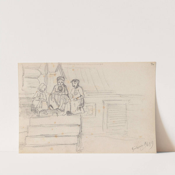 Figurer i trapp, Gulsvik (1849) by Adolph Tidemand