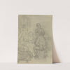 Figurer rundt kvinne med spebarn by Adolph Tidemand