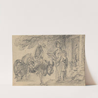Figures and horses near a doorway by Gainsborough Dupont