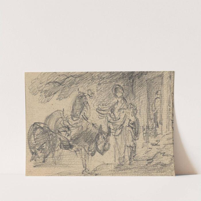 Figures and horses near a doorway by Gainsborough Dupont
