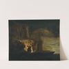 Figures Around A Fire On A River Bank Beneath A City Fortification At Night by Cornelis van der Schalcke