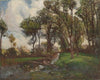 Figures bathing in a stream