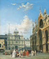 Figures Beside The Basilica Of San Marco And The Torre Dell’orlogio, Venice