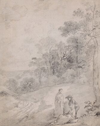 Figures By a Track Through a Wooded Landscape