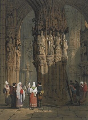 Figures, cathedral interior