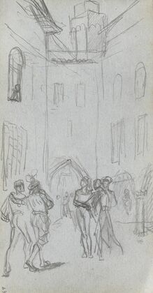 Figures in a Courtyard (1860s)