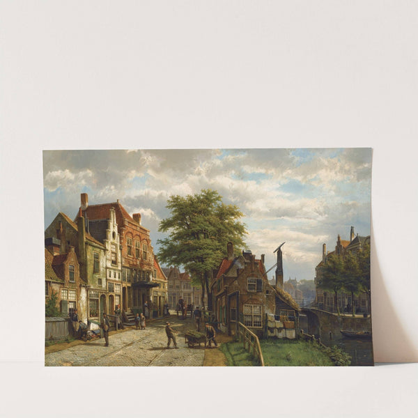 Figures In A Dutch Town On A Sunny Day by Willem Koekkoek